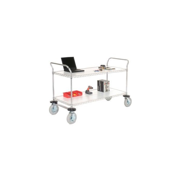 Global Equipment Nexel Utility Cart, 2 Shelf, Chrome, 36"L, x 21"W, x 42"H, Pneumatic Casters 2136N2C - main